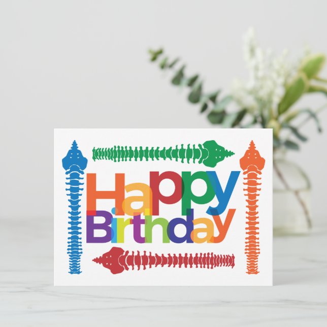 Carte Texte coloré avec épines Chiropratique Anniversair (Debout devant)