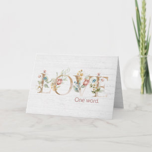 Carte Texte d'amour floral sur le bois