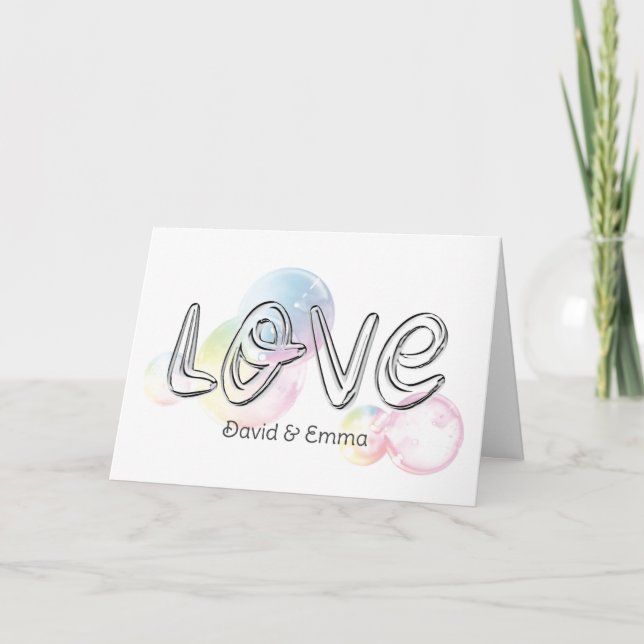 Carte Texte d'amour mariage avec bulles (Devant)