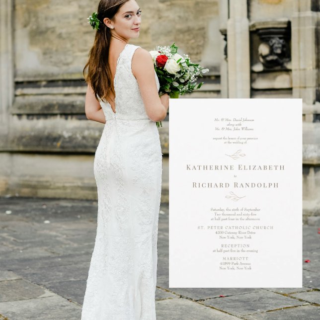 Carte Texte doré traditionnel formel 2 Lieu Mariage (Créateur téléchargé)