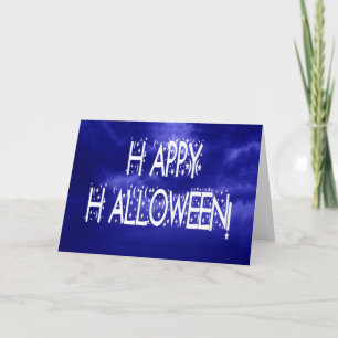 Carte texte Halloween bleu nuit