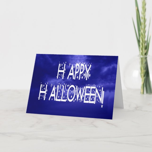 Carte texte Halloween bleu nuit (Devant)