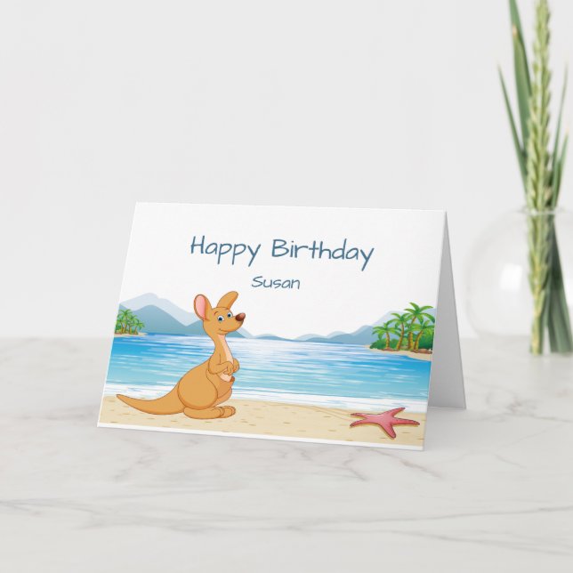 Carte Texte personnalisé Birthday Fun Australia Kangaroo (Devant)