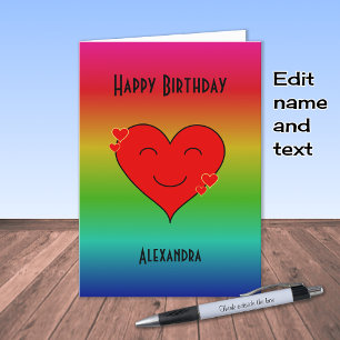 Carte Texte personnalisé d'anniversaire Rainbow