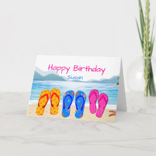 Carte Texte personnalisé Flip Flops & Beaches Fun
