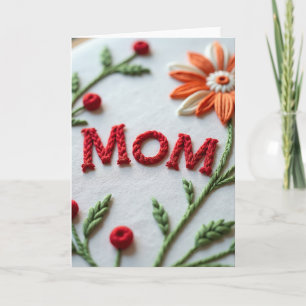 Carte textile florale tressée maman