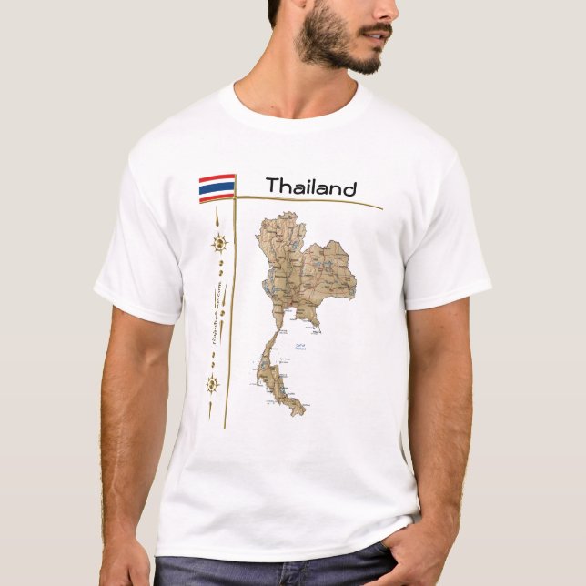 Carte Thaïlande + Drapeau + Titre T-Shirt (Devant)