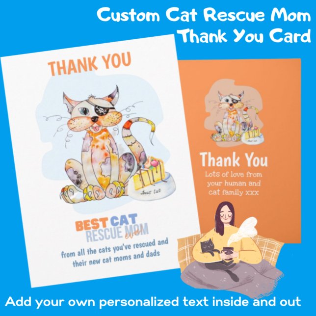 Carte Thank You Card pour CAT RESCUE MAMAN Foster Carer  (Créateur téléchargé)