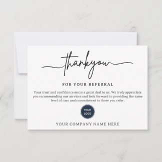 Carte Thank You For Your Referral Card