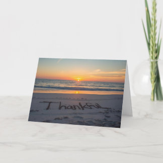 Carte 🌅 Thankful at Sunset – Beach Thanksgiving Card