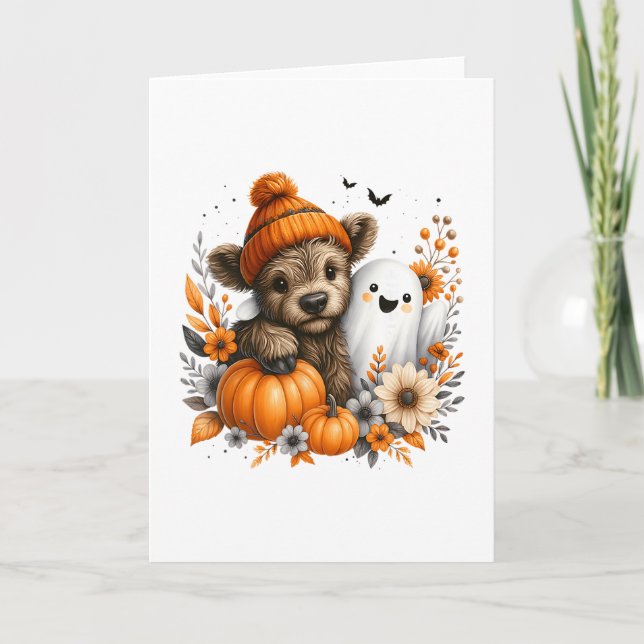 Carte Thankful Heifer Cow Ghost Thanksgiving Halloween  (Devant)