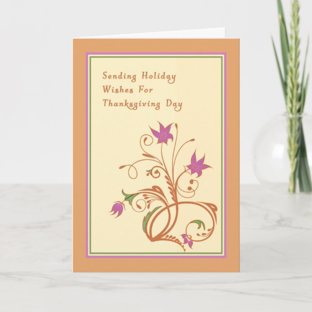 Carte Thanksgiving avec design floral (Devant)