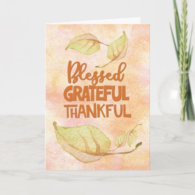 Carte Thanksgiving Béni Grateful Thankful Religieux (Devant)