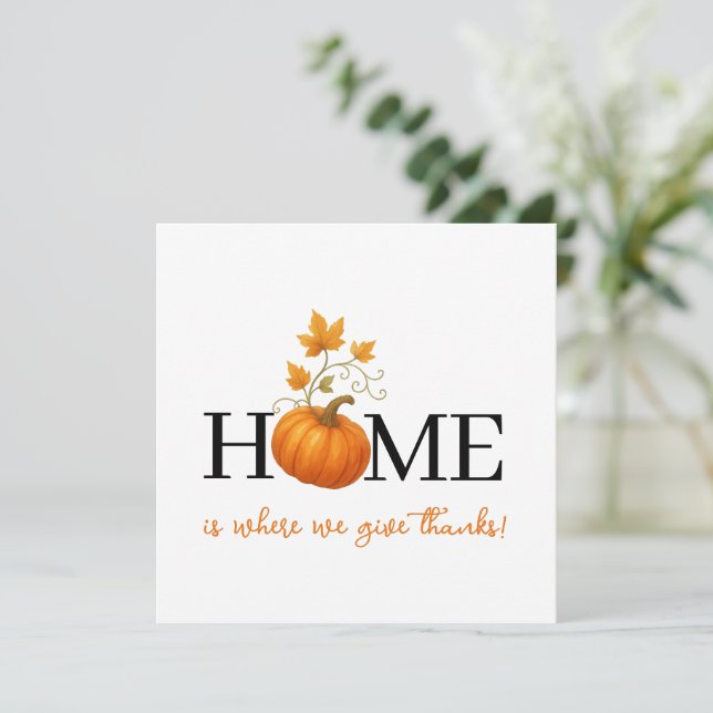 Carte Thanksgiving Citrouille Home Où nous donnons des r (Debout devant)