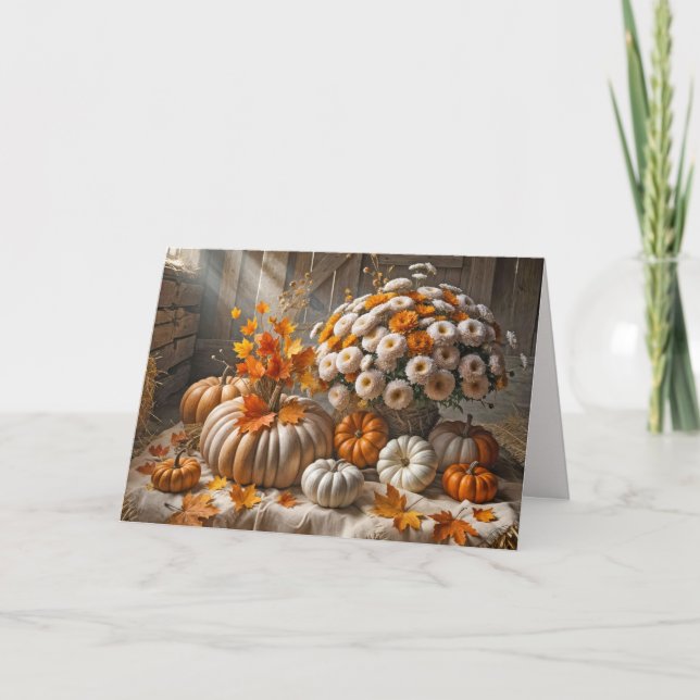 Carte Thanksgiving Citrouilles d'automne et mamans dans  (Devant)