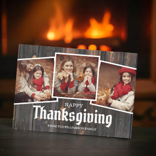 Carte Thanksgiving Country Rustic Wood Family Photo