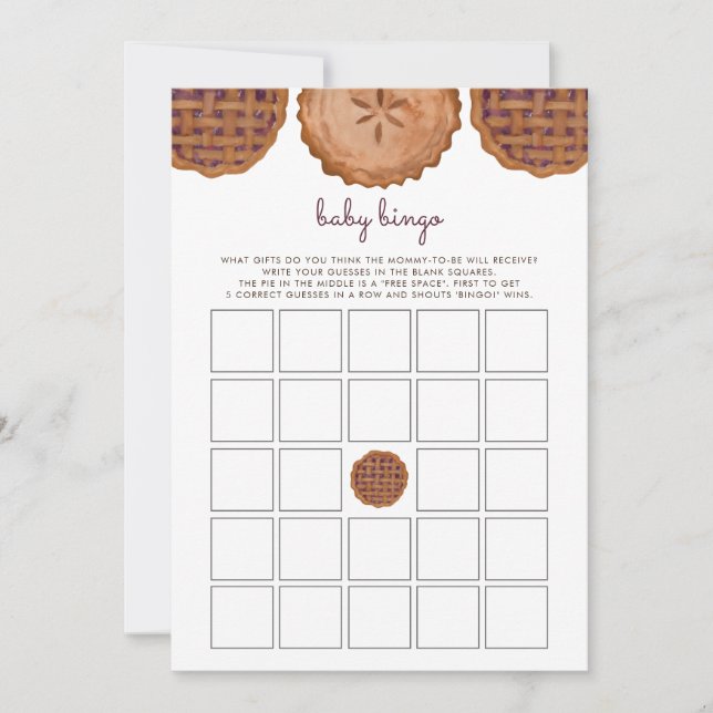 Carte Thanksgiving Cutie Pie Baby Bingo Baby shower Jeu (Devant)