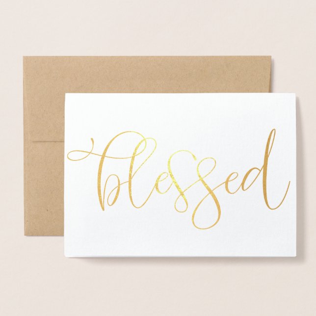Carte Thanksgiving - Gold Foil "Bénie" (Devant avec enveloppe)
