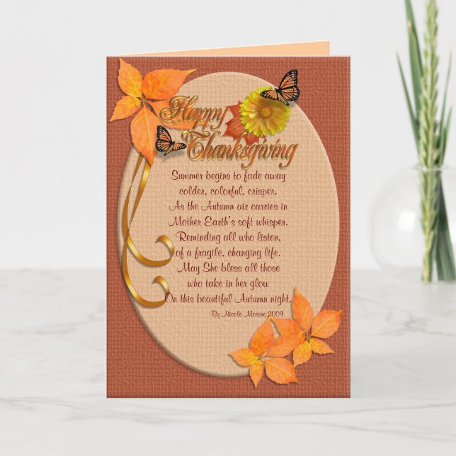 Carte Thanksgiving Lierre d'automne avec poème (Devant)