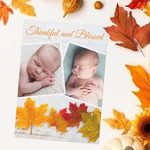 Carte Thanksgiving Nouveau-né Photo Thankful Blessed Car