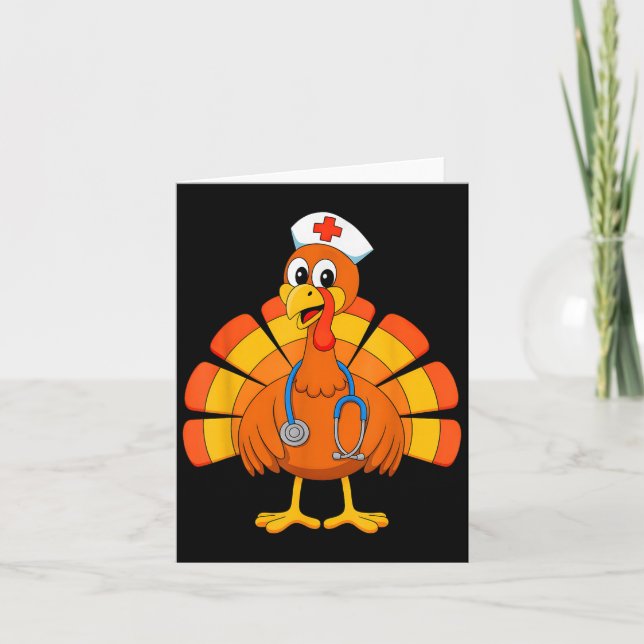 Carte Thanksgiving Nurse Turkey Nurses Scrub Top Nursing (Devant)