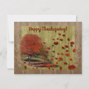Carte Thanksgiving Paysage Feuille en chute libre