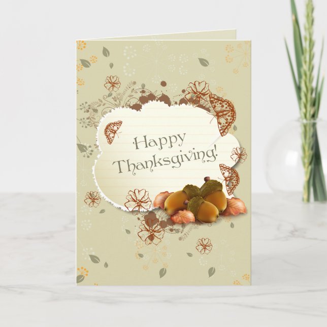 Carte Thanksgiving personnalisable avec Acorns (Devant)