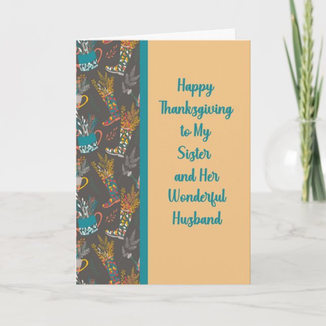 Carte Thanksgiving pour Soeur & Mari Tan & Brown (Devant)