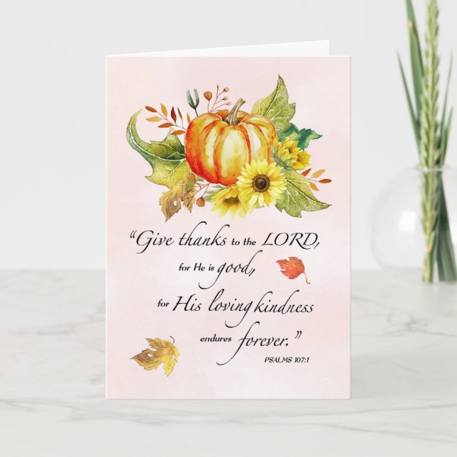 Carte Thanksgiving religieux avec Citrouille aquarelle (Devant)