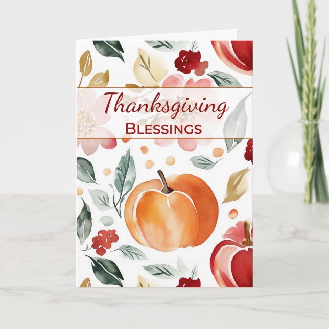 Carte Thanksgiving Religieux béni Citrouille d'automne (Devant)