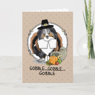 Carte Thanksgiving Shetland Sheepdog (merle bleu) Funny