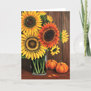 Carte Thanksgiving Sunflowers & Citrouilles