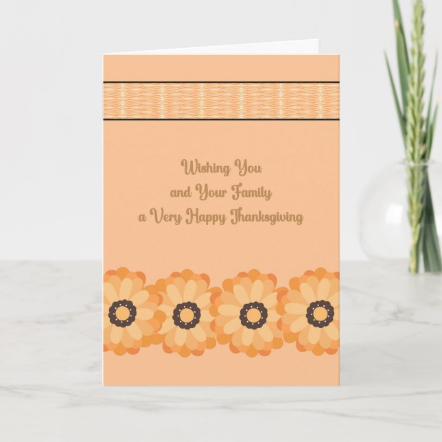 Carte Thanksgiving Tan avec Fleurs (Devant)