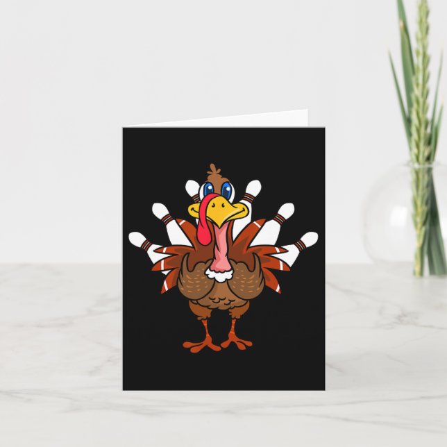 Carte Thanksgiving Turkey Bowling (Devant)