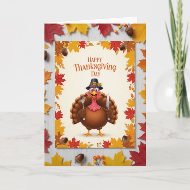 Carte Thanksgiving Turkey Cheer — Festive Holiday (Devant)