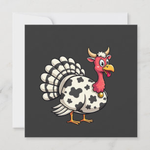 Carte Thanksgiving Turkey Moo Cow Head Fundy Fall Family