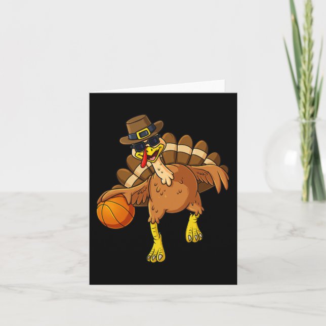 Carte Thanksgiving Turquie Joueur de basket-ball Amusant (Devant)