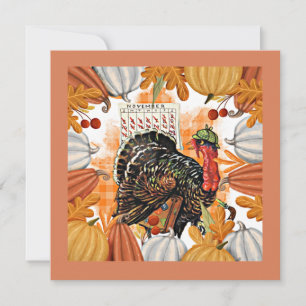 Carte Thanksgiving vintage, Turquie en fuite,