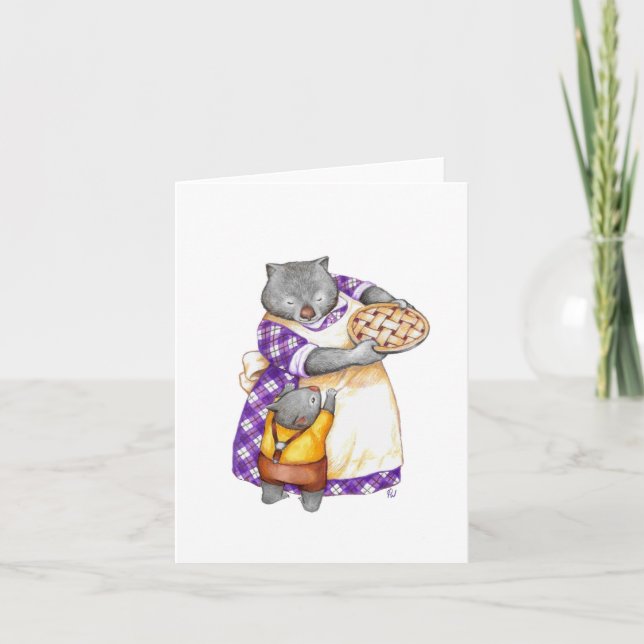 Carte Thanksgiving Wombat grand-mère et grand-fils (Devant)
