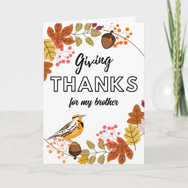 Carte Thanksgiving Wreath for Brother Custom Front Text (Devant)