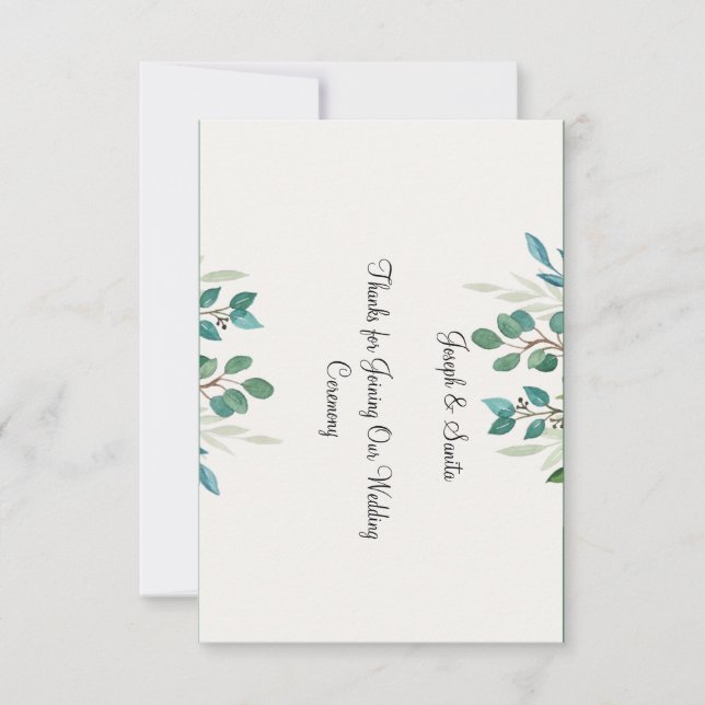 Carte Thankyou de verdure en couronne botanique pl (Devant)