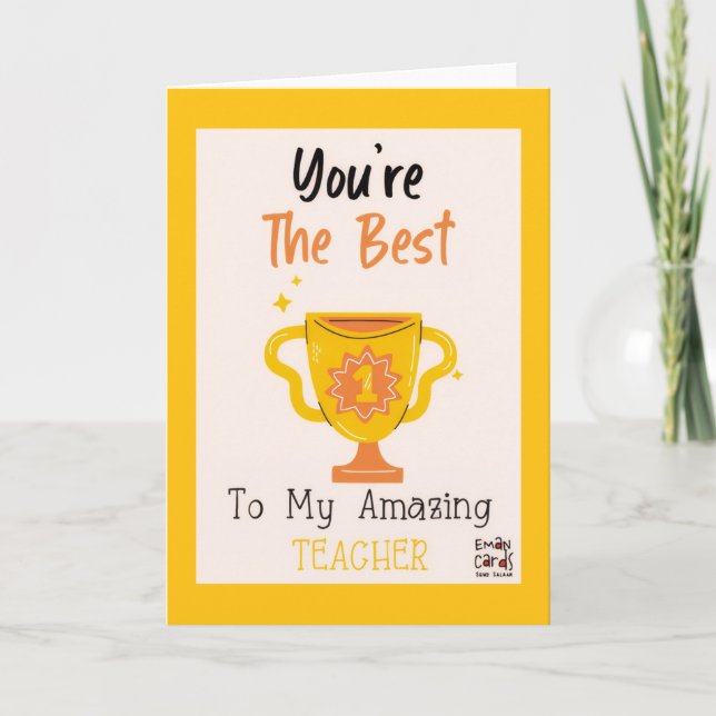 Carte The Best Teacher Trophy Card (Devant)