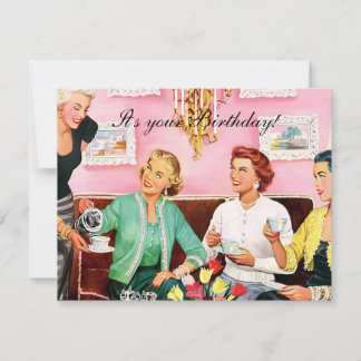 Carte Thé de l'après-midi des années 50 Joyeux Anniversa