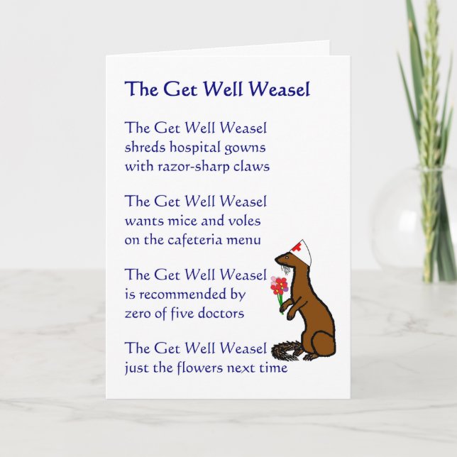 Carte The Get Well Weasel - un poème amusant (Devant)