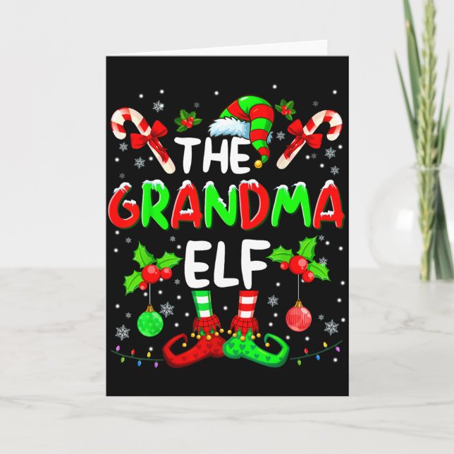 Carte The Grandma Elf Costume Pajamas Pjs Christmas Xmas (Devant)