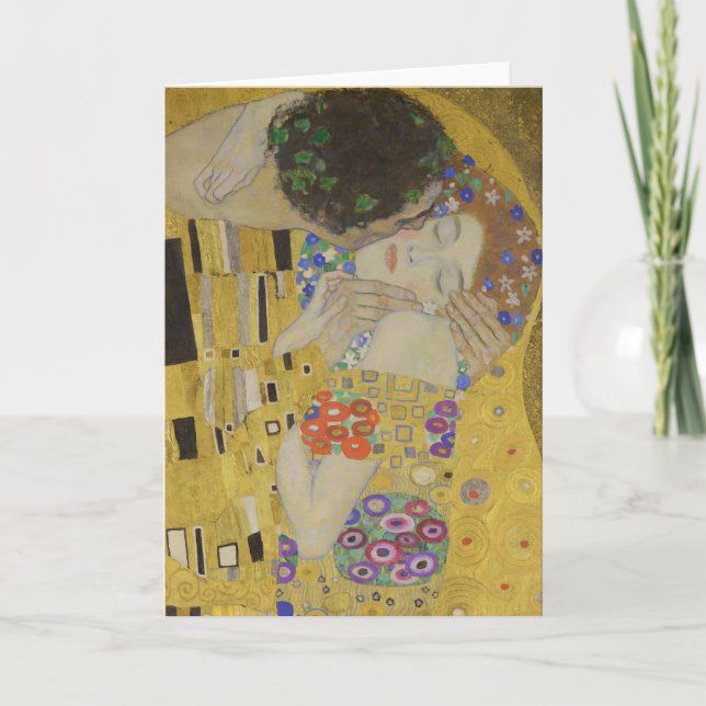 Carte The Kiss, Art Nouveau Oil Painting, Gustav Klimt (Devant)