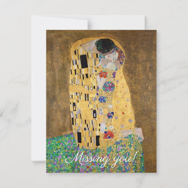 Carte The Kiss by Gustav Klimt Missing you (Devant)