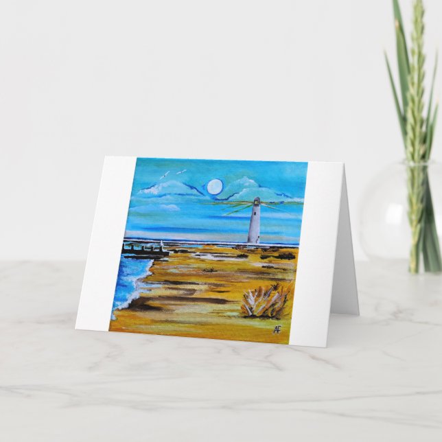 Carte The Lighthouse on the Beach Painting by Alfred Fox (Devant)