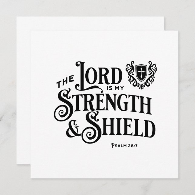 Carte The Lord is My Strength Scripture Flat Note Card (Devant / Derrière)