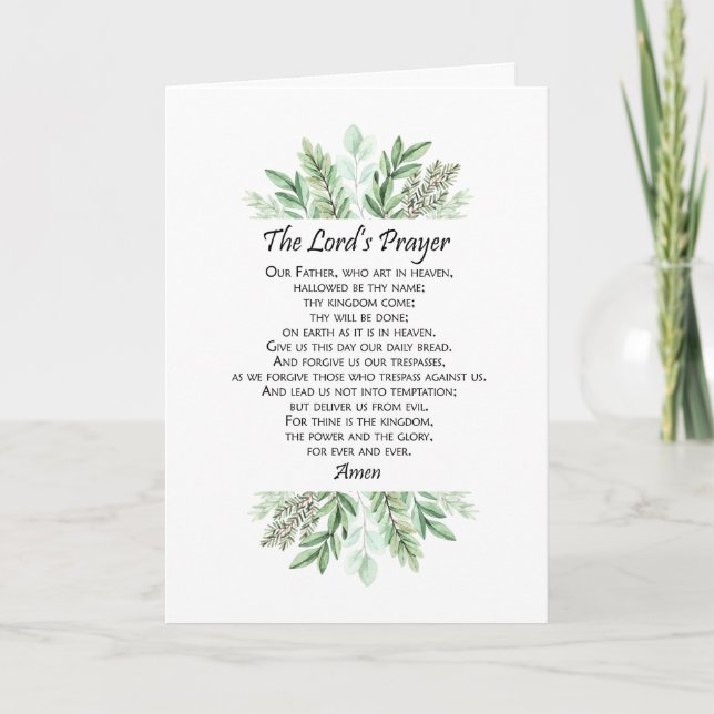 Carte The Lord's Prayer with Greenery ~ Matthew 6:9-13 (Devant)